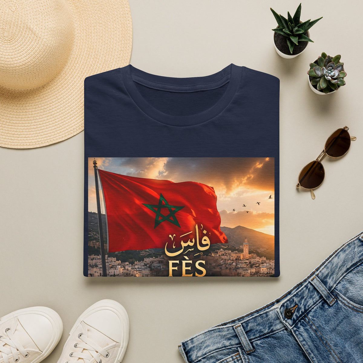 Fès Morocco Flag T-Shirt — Moroccan Fes Cityscape Tee - LUMÏA