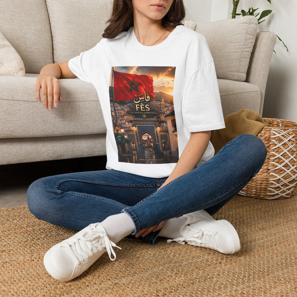 Fès Morocco Flag T‑Shirt — Vintage Fes Cityscape Tee
