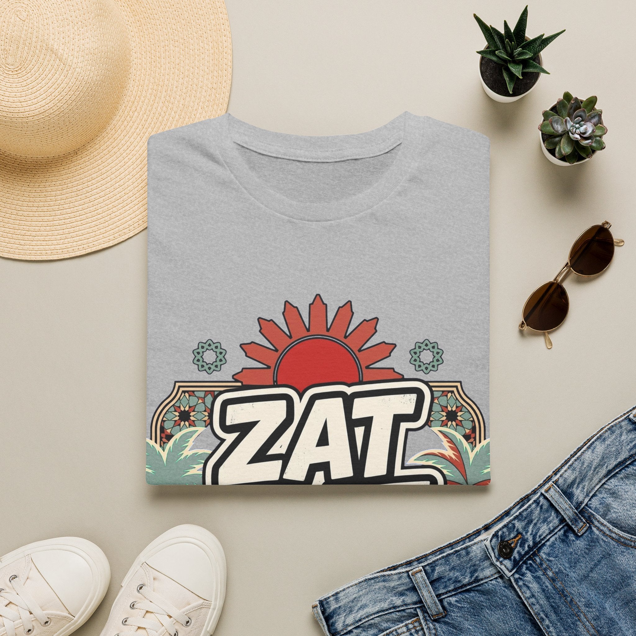ZAT MAT VAT Graphic T-Shirt — Retro Sun & Palm Beach Vibe Tee - LUMÏA
