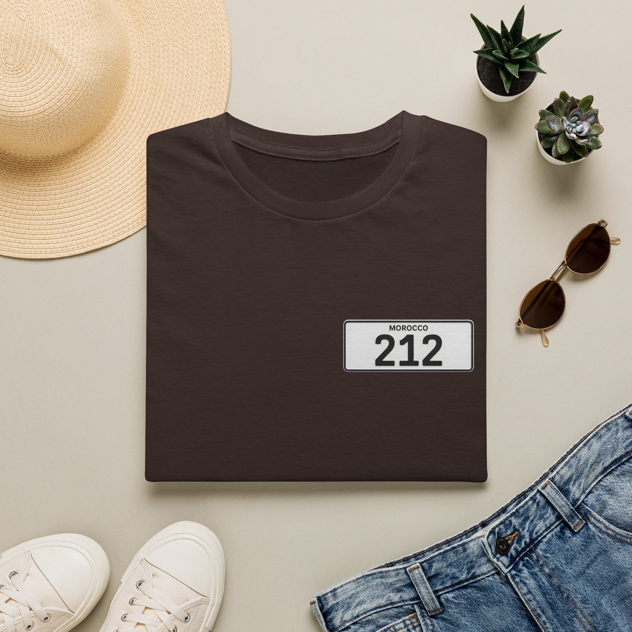 Morocco 212 License Plate T-Shirt — Minimal Vintage Auto Tee