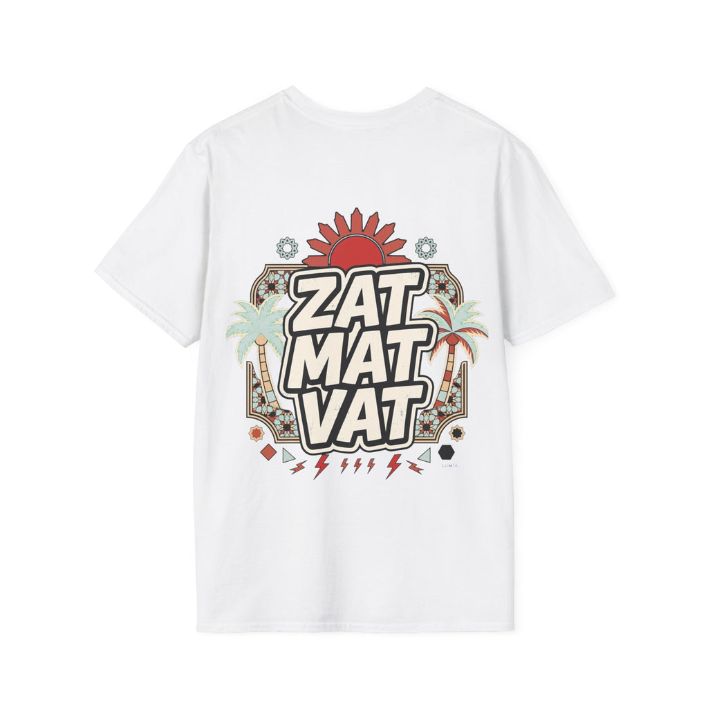 ZAT MAT VAT Graphic T-Shirt — Retro Sun & Palm Beach Vibe Tee - LUMÏA