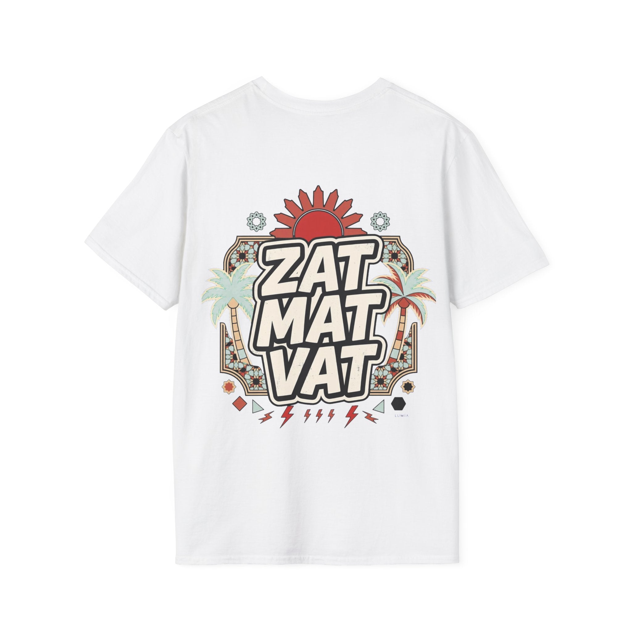 ZAT MAT VAT Graphic T-Shirt — Retro Sun & Palm Beach Vibe Tee - LUMÏA