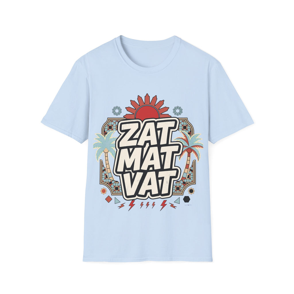 ZAT MAT VAT Graphic T-Shirt — Retro Sun & Palm Beach Vibe Tee - LUMÏA