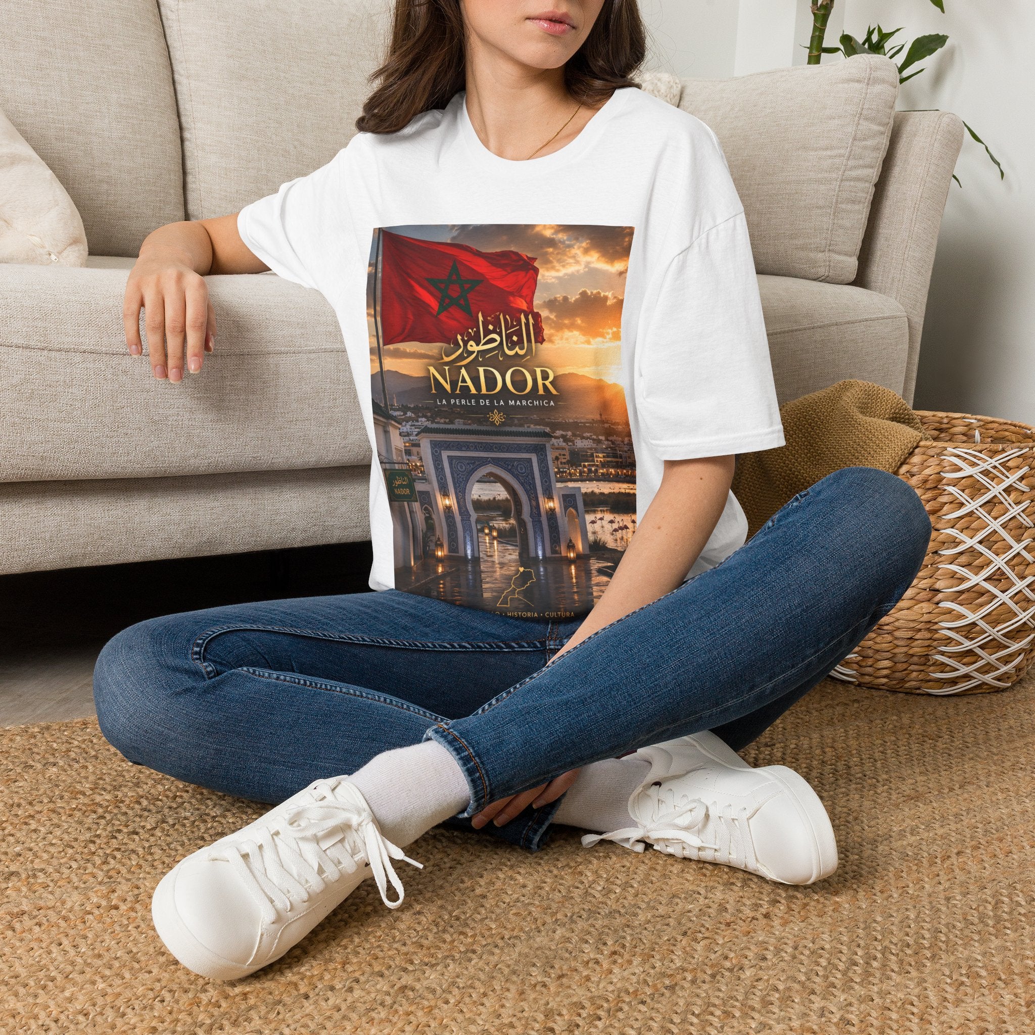 Nador Morocco Flag Sunset T-Shirt — La Perle de la Marchica Souvenir