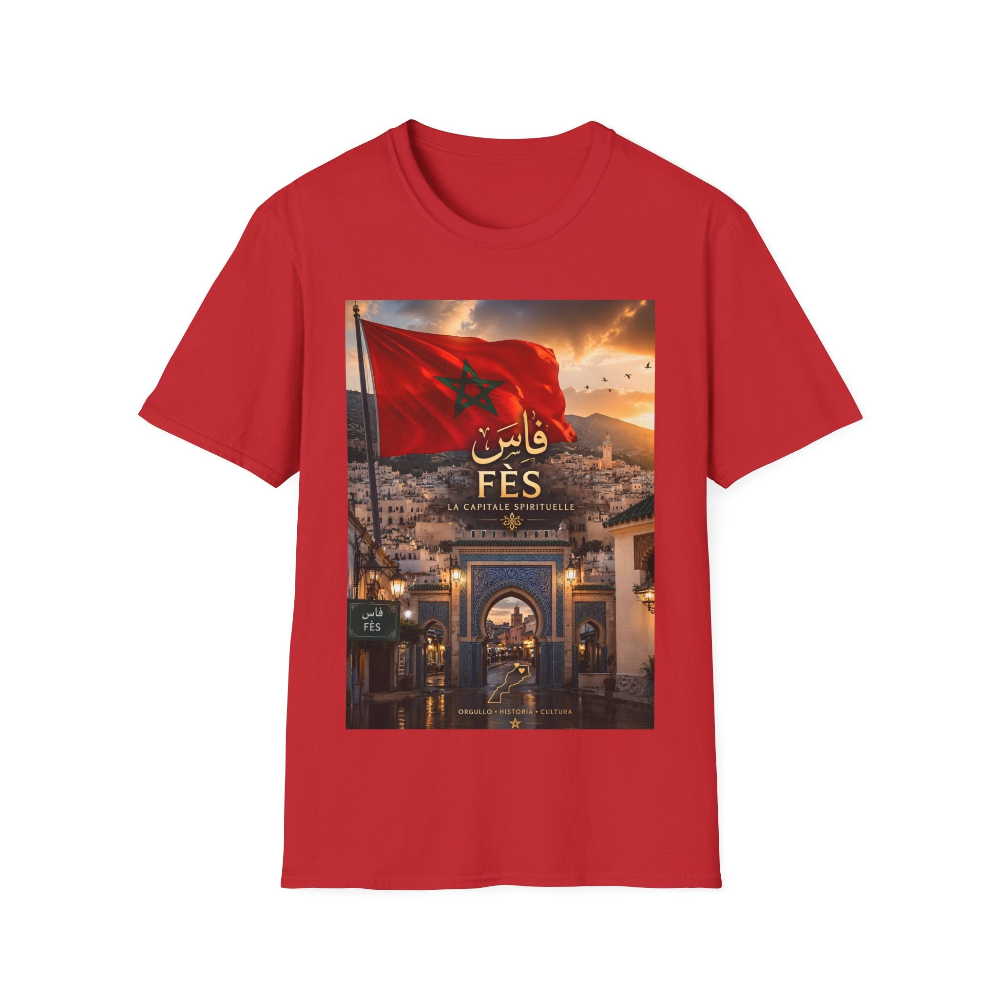 Fès Morocco Flag T-Shirt — Moroccan Fes Cityscape Tee