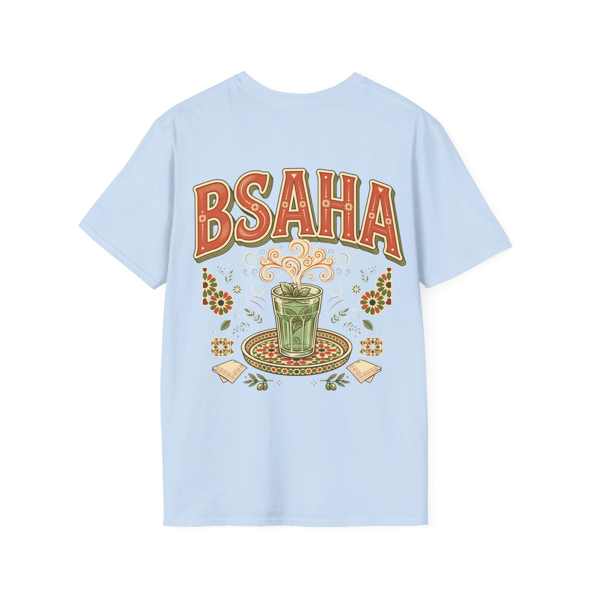 T-Shirt — 'BSAHA' Retro Floral Tee with Matcha Glass Graphic - LUMÏA