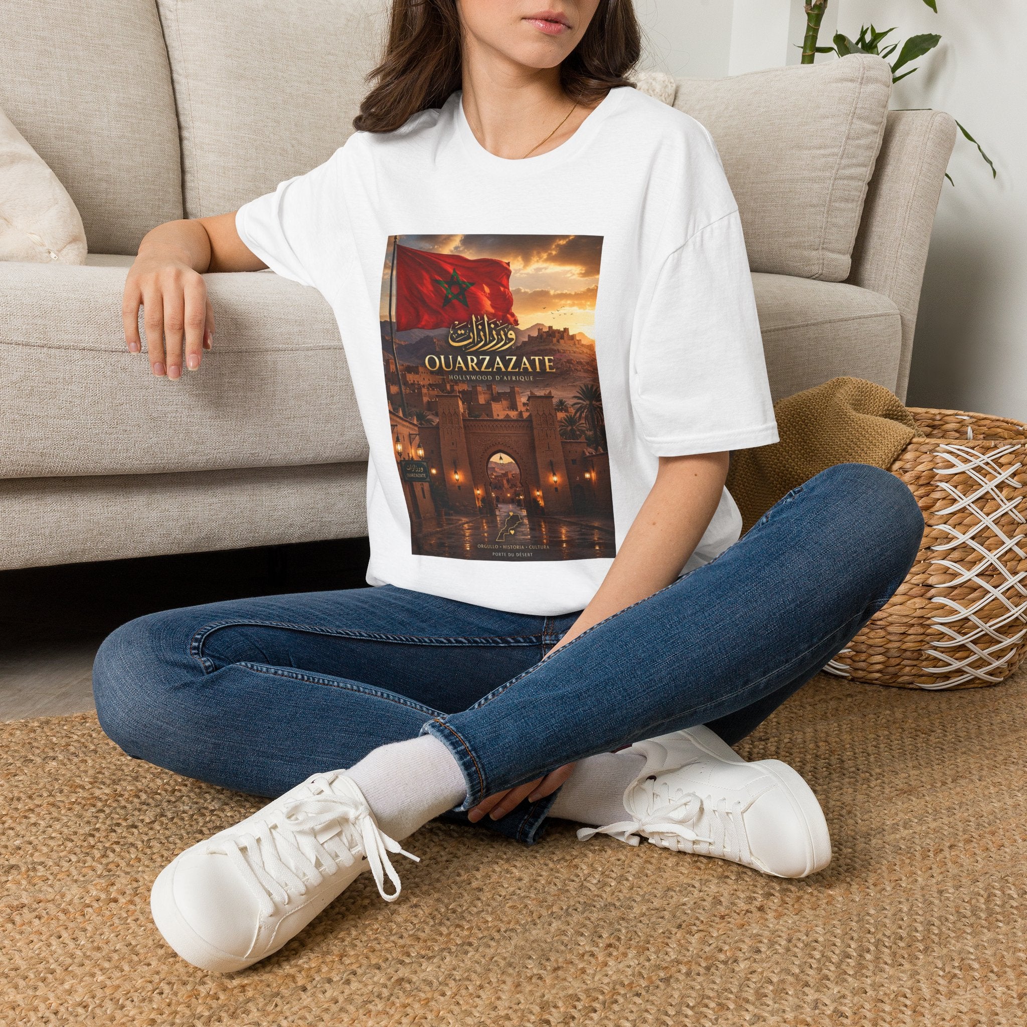 Ouarzazate Morocco Flag T-Shirt — Scenic Sunset Moroccan Cityscape Tee