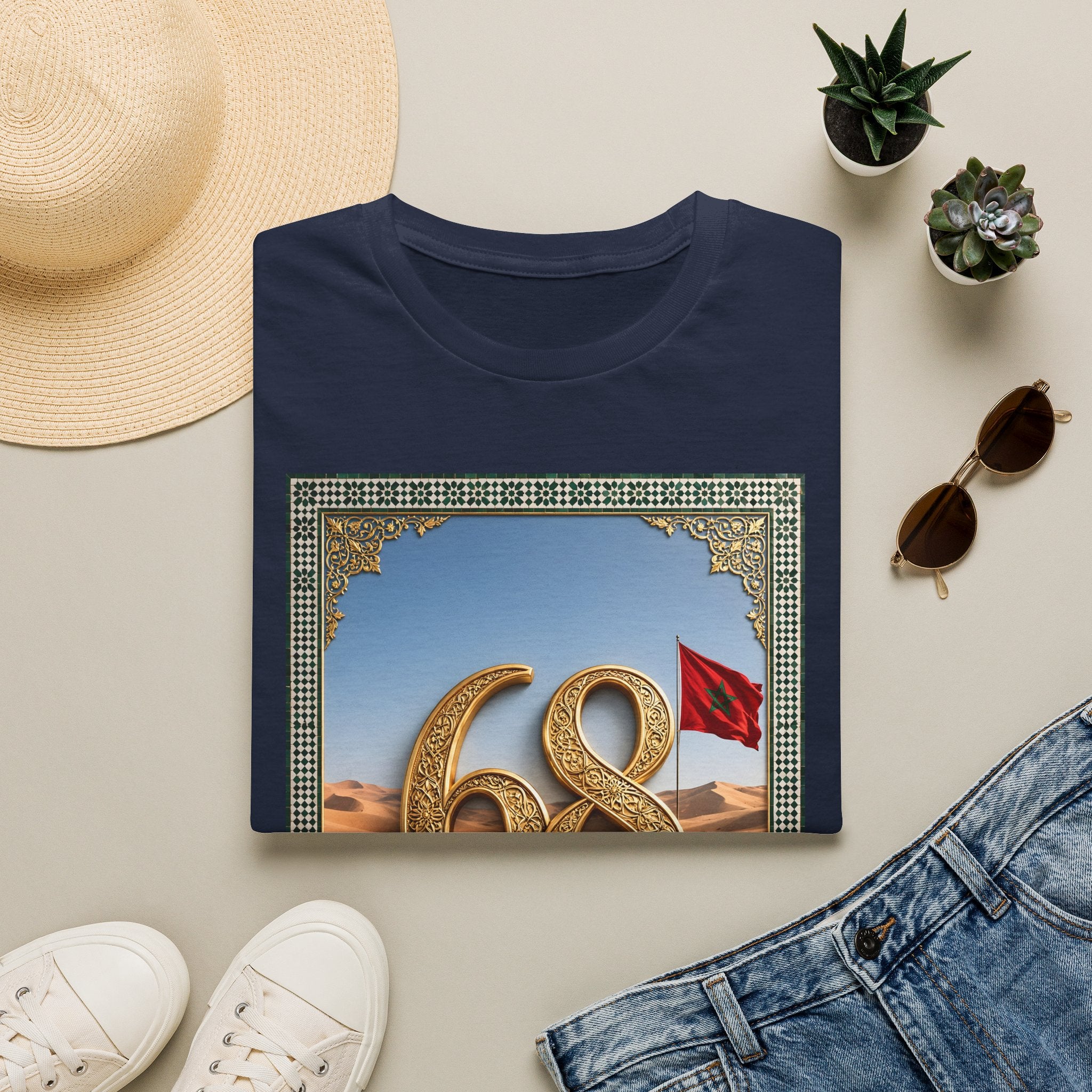 68 Laayoune Graphic T-Shirt — Moroccan Sahara Retro Desert Flag Design - LUMÏA