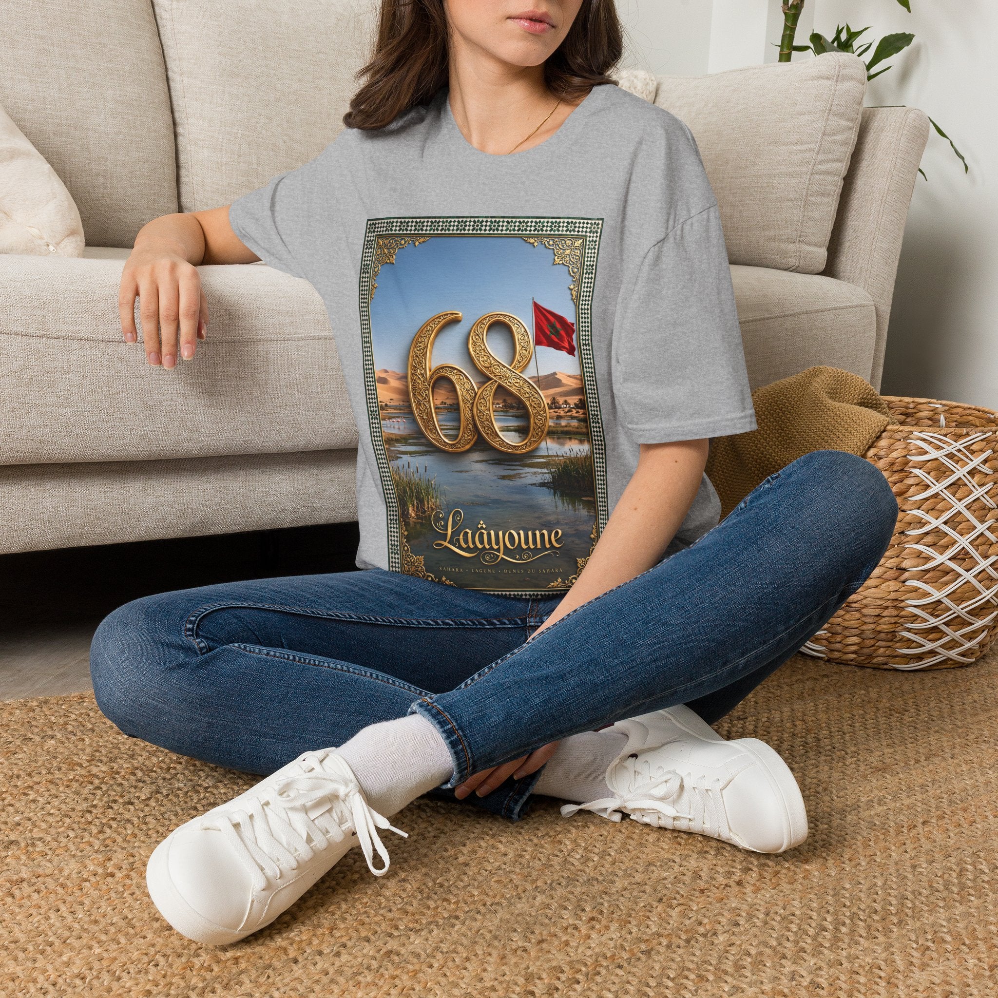 68 Laayoune Graphic T-Shirt — Moroccan Sahara Retro Desert Flag Design