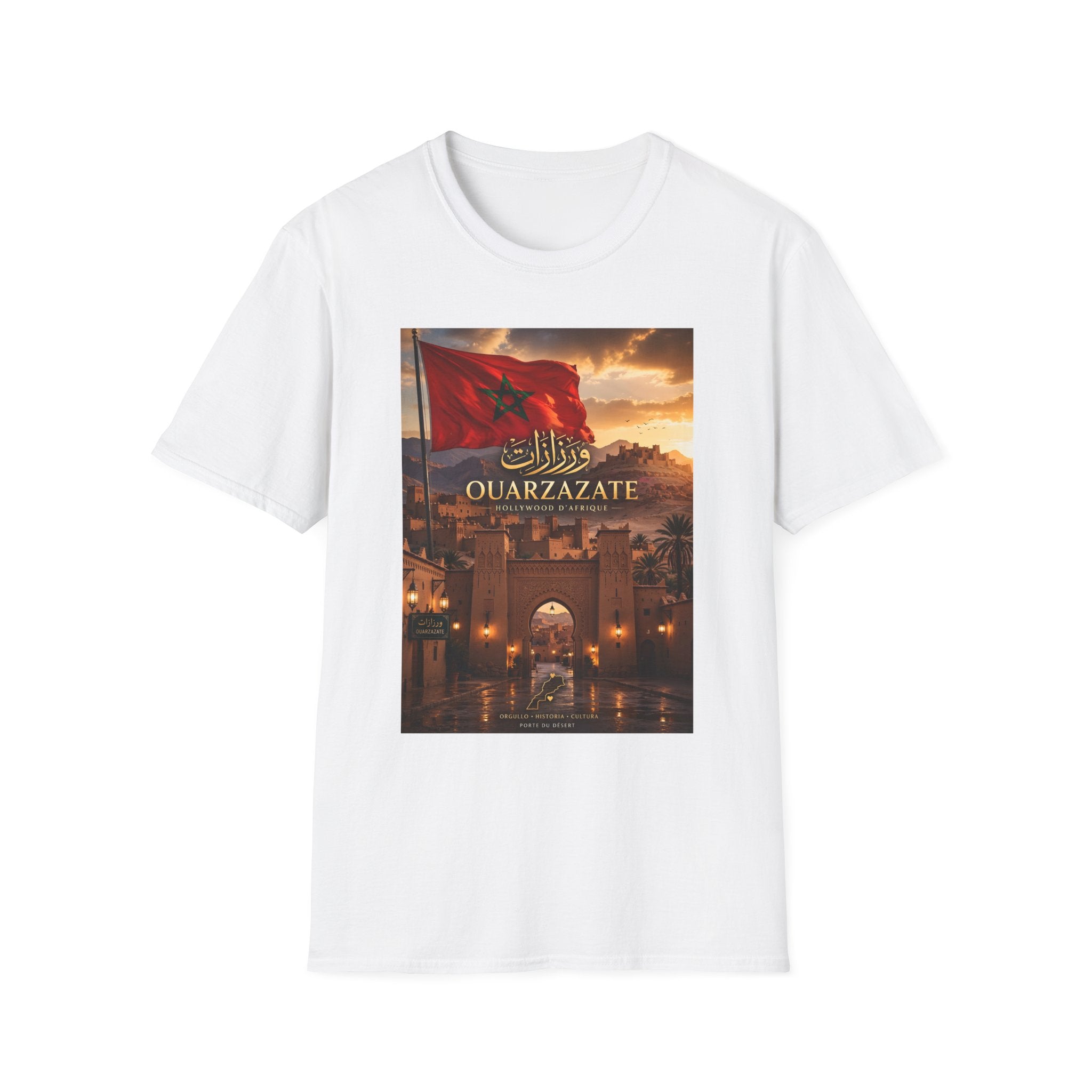 Ouarzazate Morocco Flag T-Shirt — Scenic Sunset Moroccan Cityscape Tee - LUMÏA