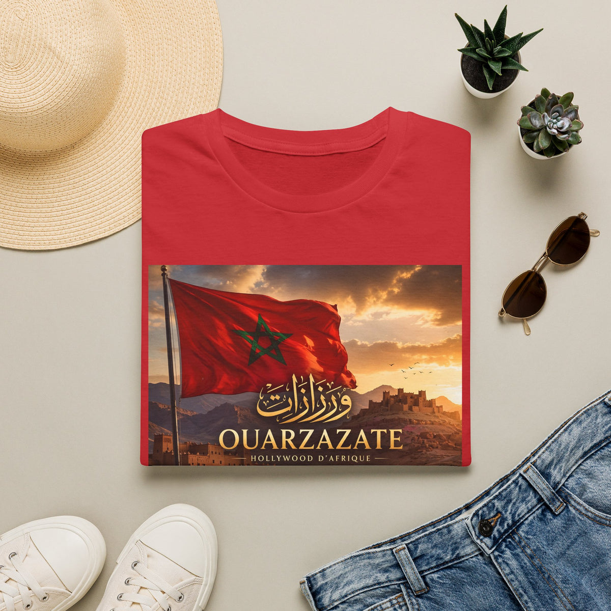 Ouarzazate T-Shirt — Hollywood d'Afrique Moroccan Flag Graphic Tee - LUMÏA