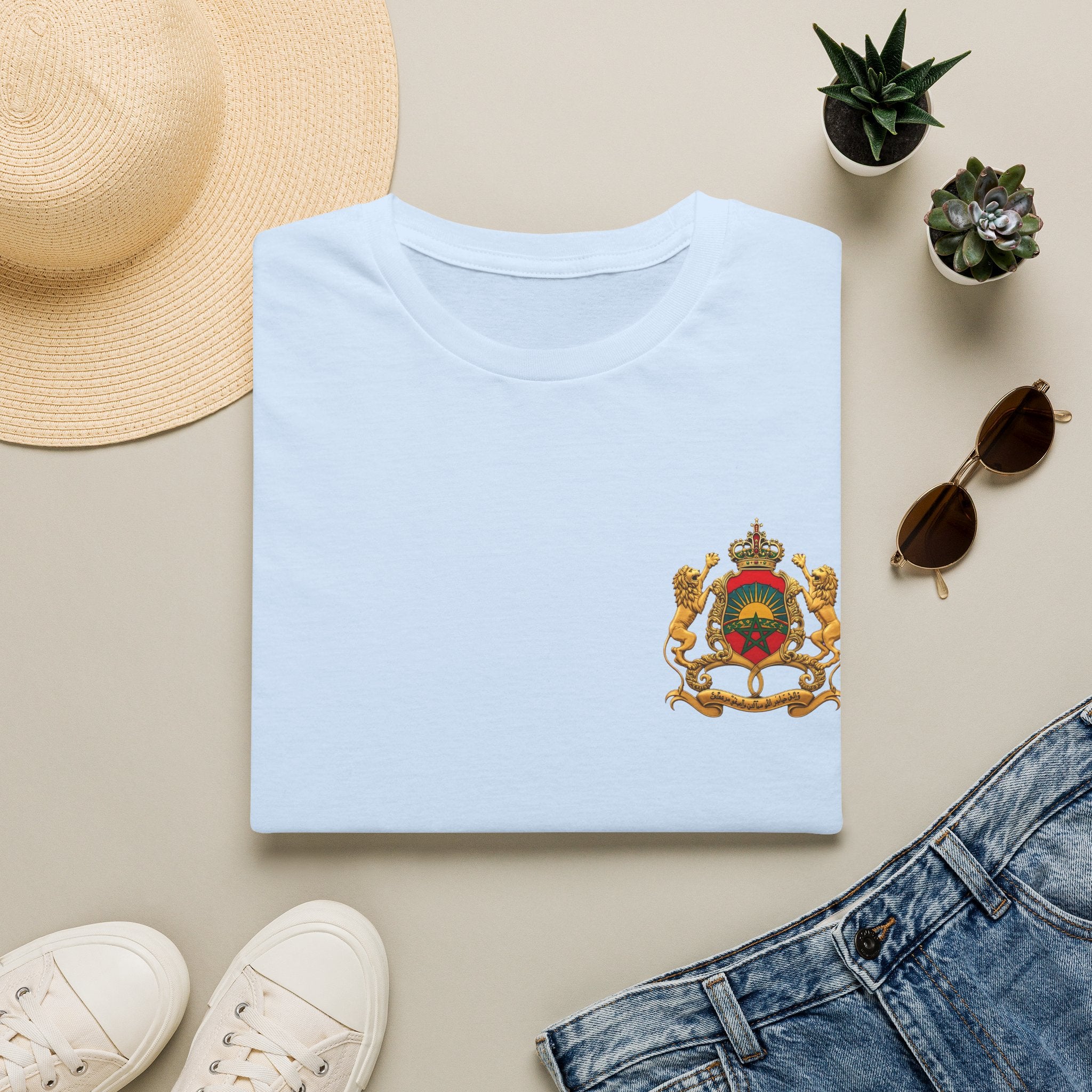 Moroccan Royal Crest Chest Logo T‑Shirt - LUMÏA