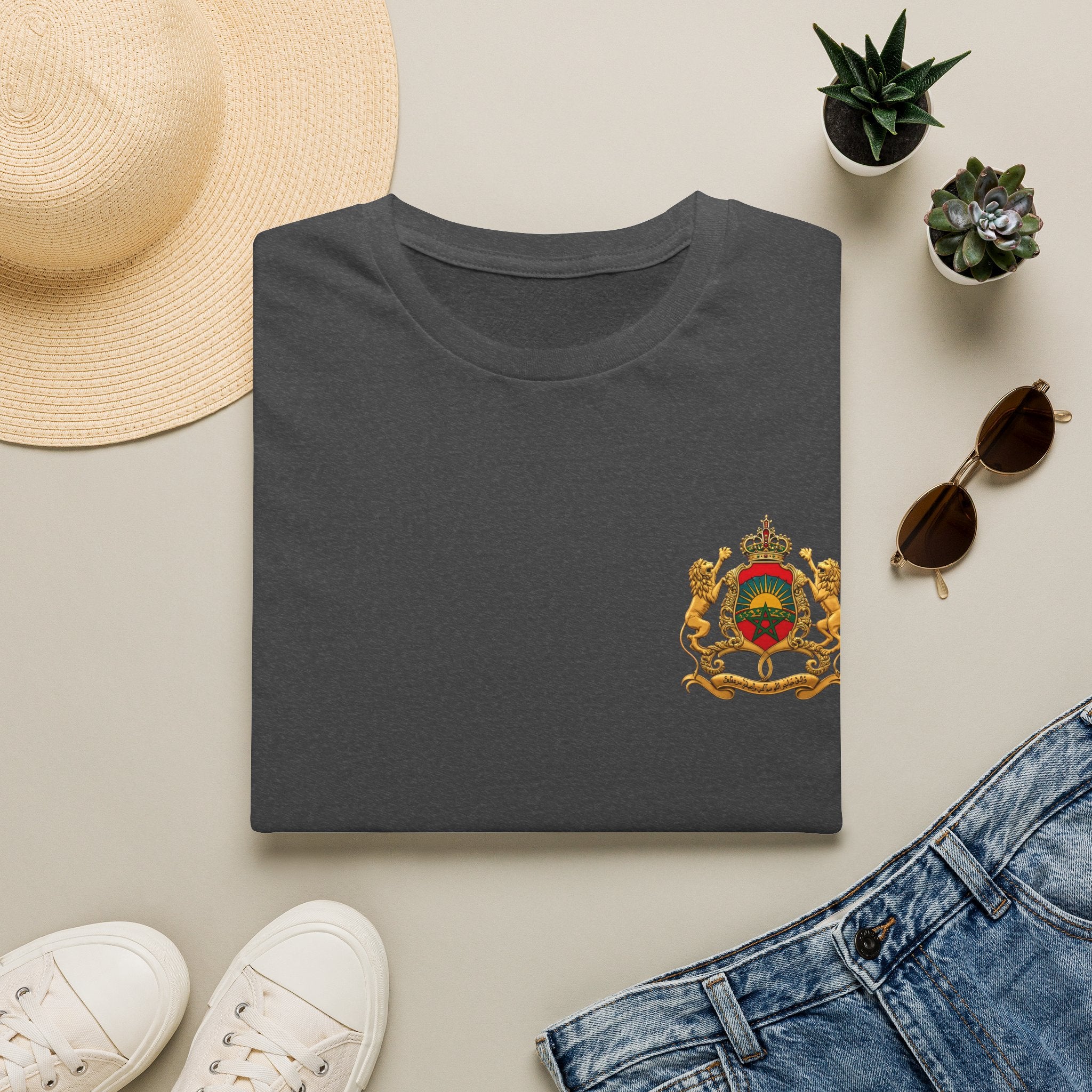 Morocco Coat of Arms Chest Emblem T-Shirt — Moroccan Crest Tee - LUMÏA