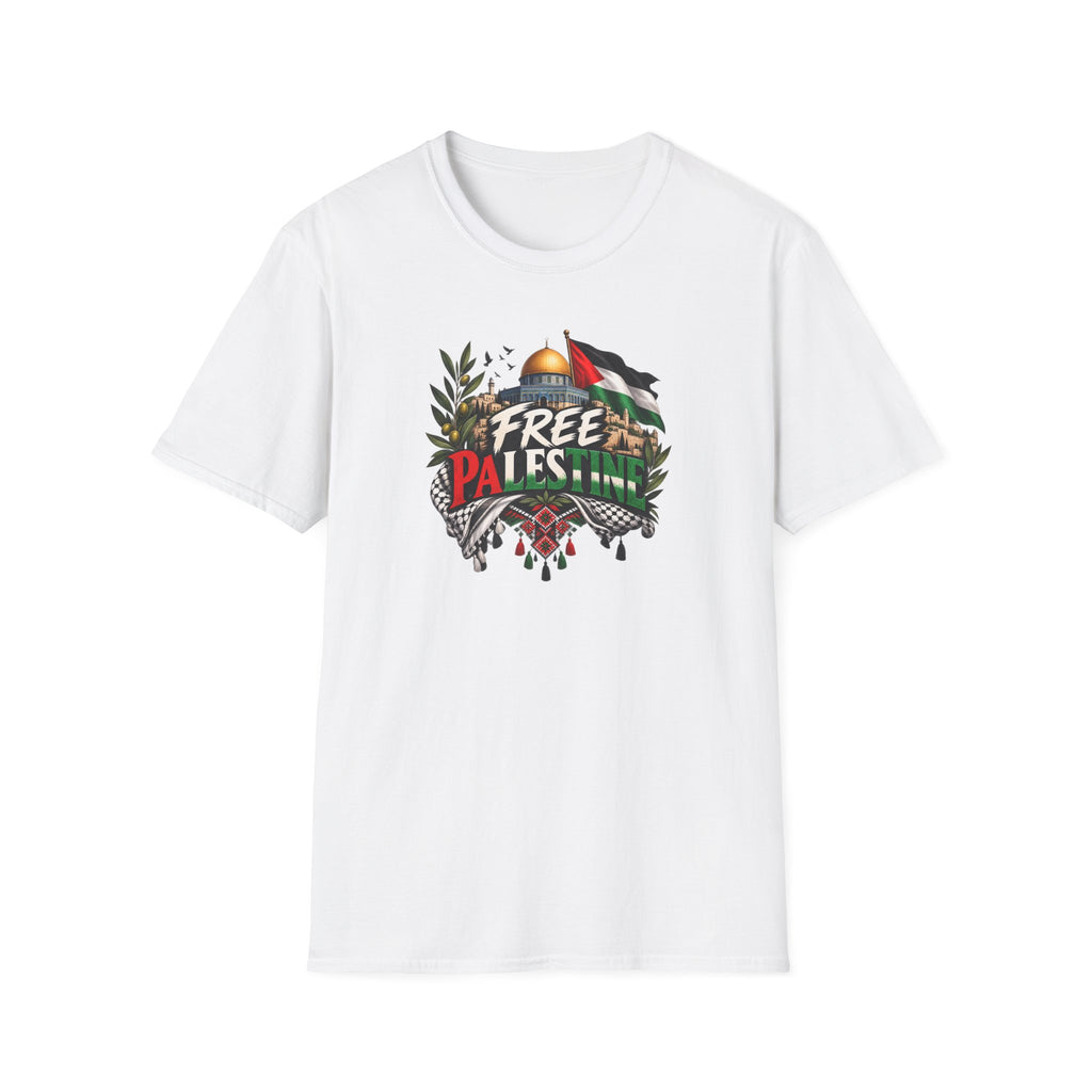 T-shirt Palestine – Motif Dôme du Rocher, branches d’olivier et drapeau - LUMÏA
