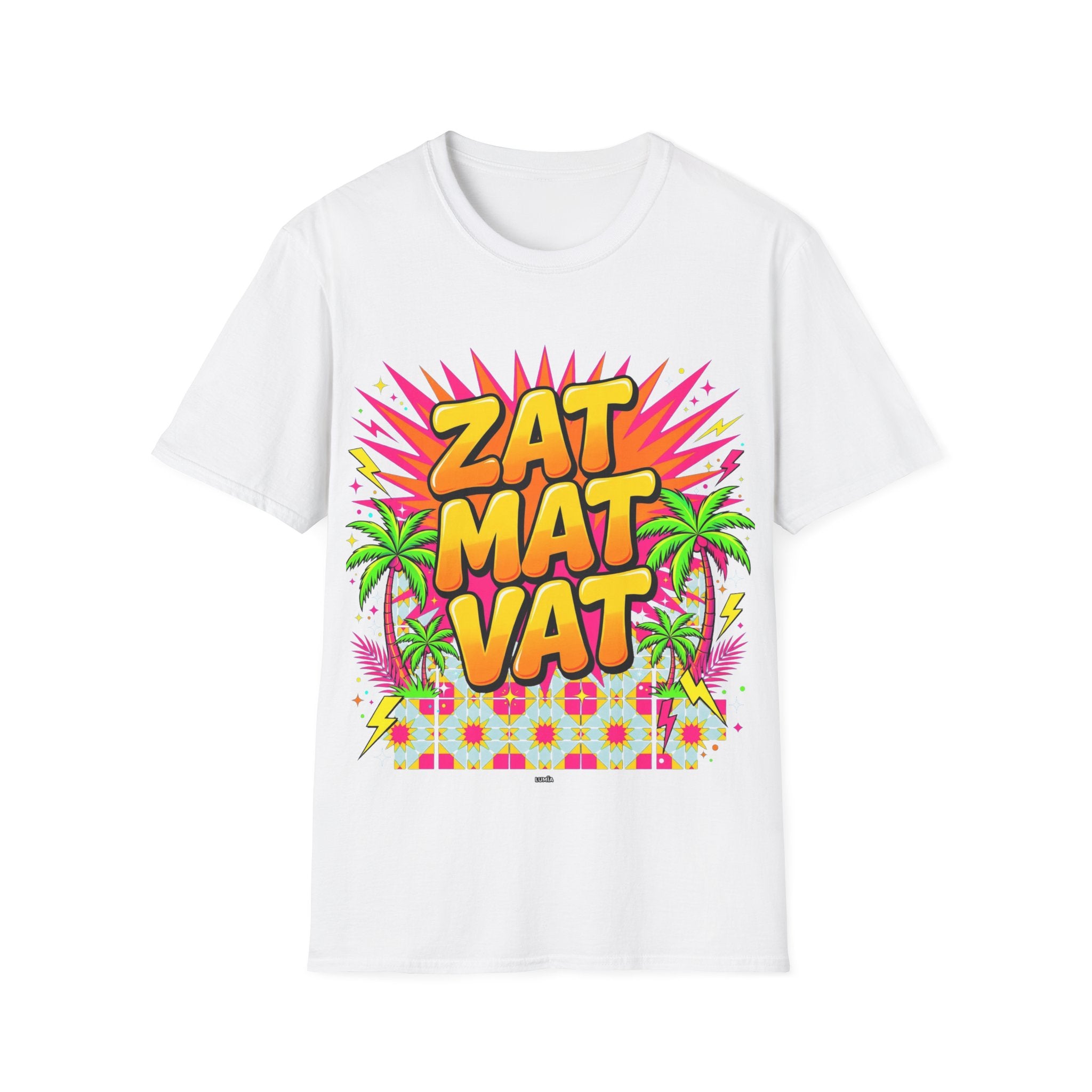 Zat Mat Vat Tropical Pop T-Shirt — Bright Hawaiian Graphic Tee