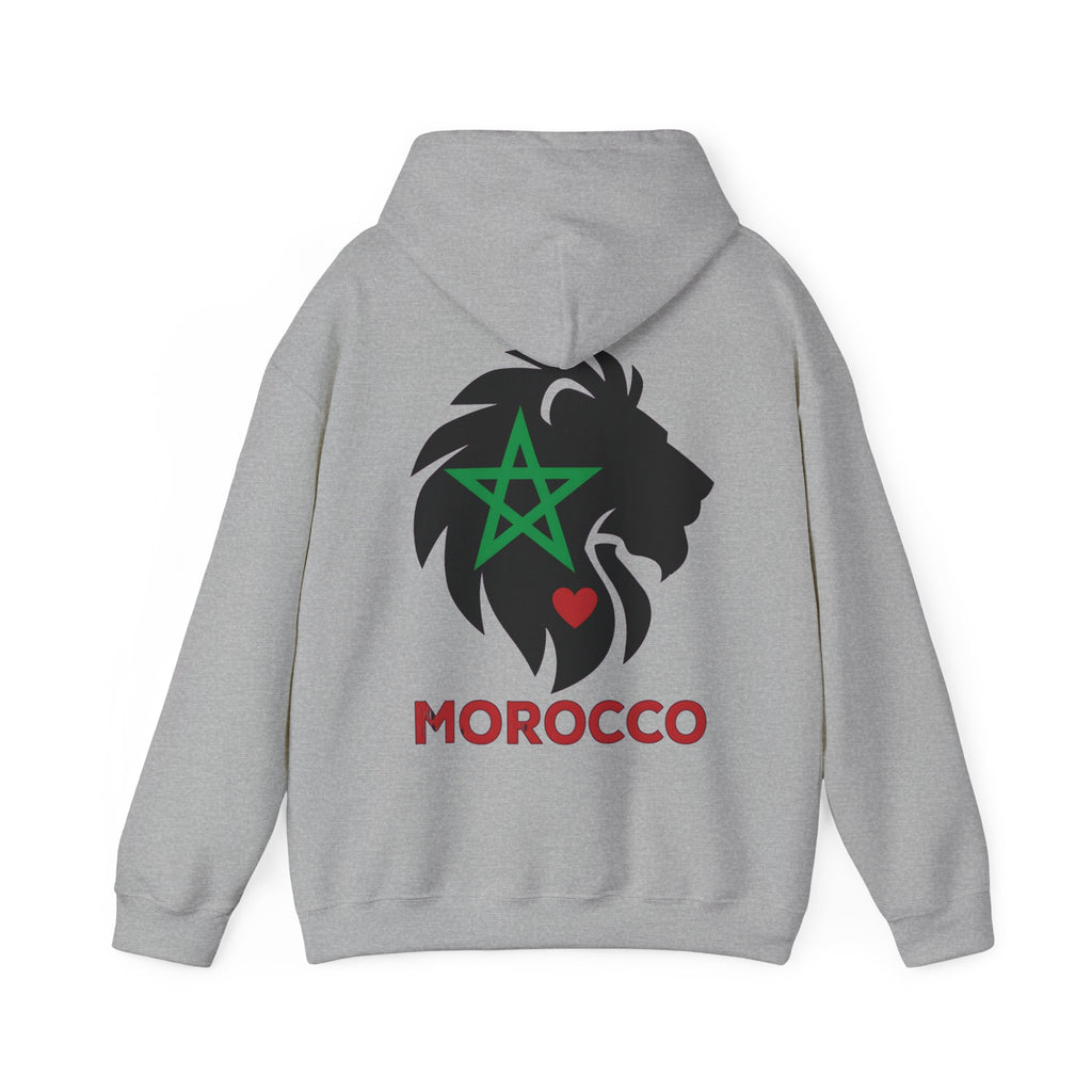 Sweat à capuche Lion du Maroc – Étoile verte et cœur rouge - LUMÏA