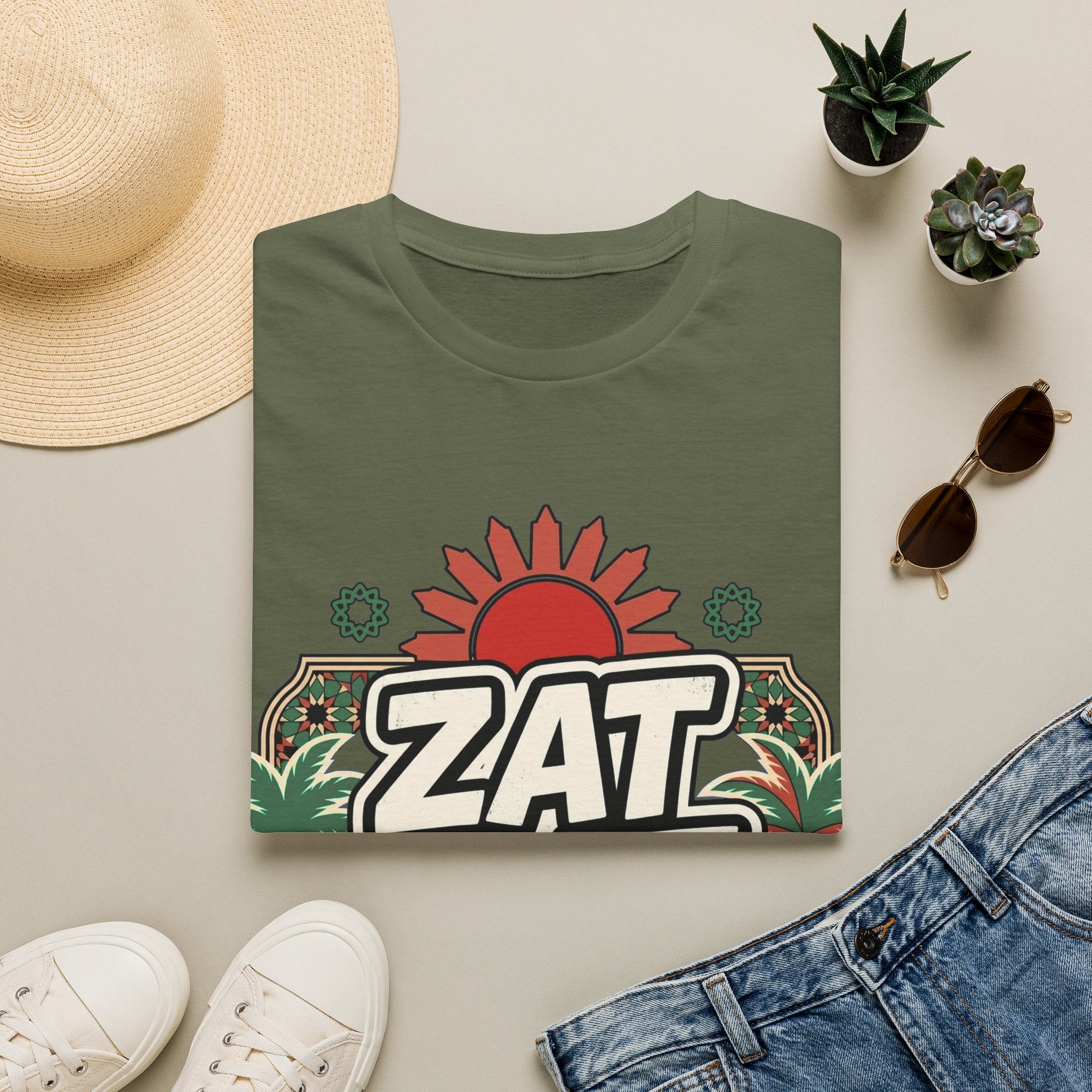 ZAT MAT VAT Graphic T-Shirt — Retro Sun & Palm Beach Vibe Tee - LUMÏA