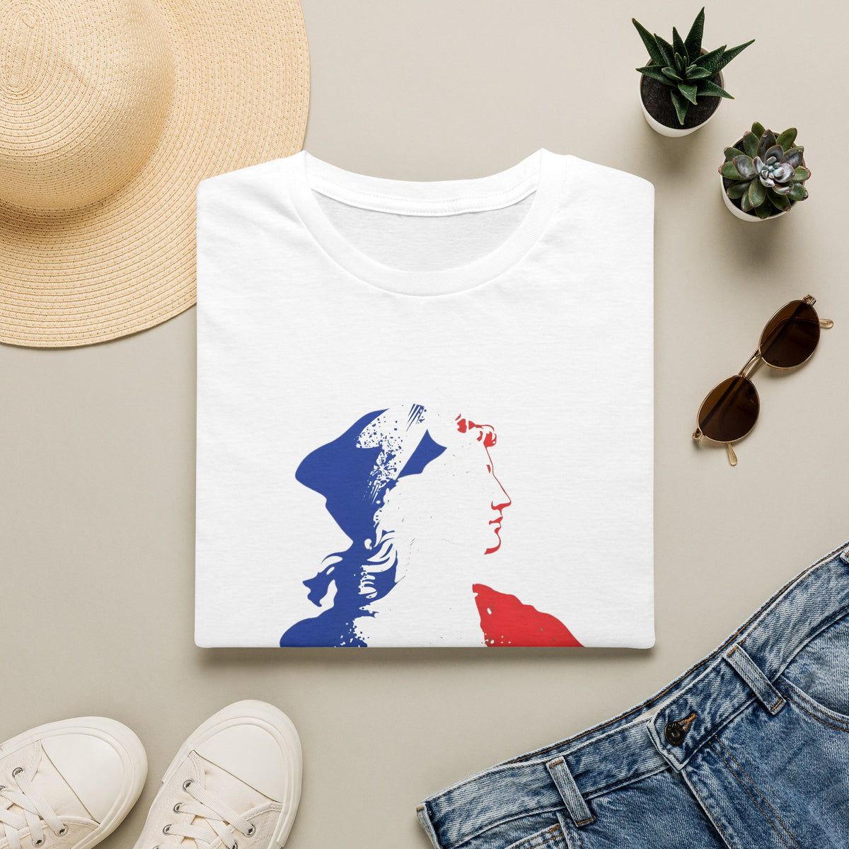 T-shirt graphique — Marianne française « Touche pas à ma religion »