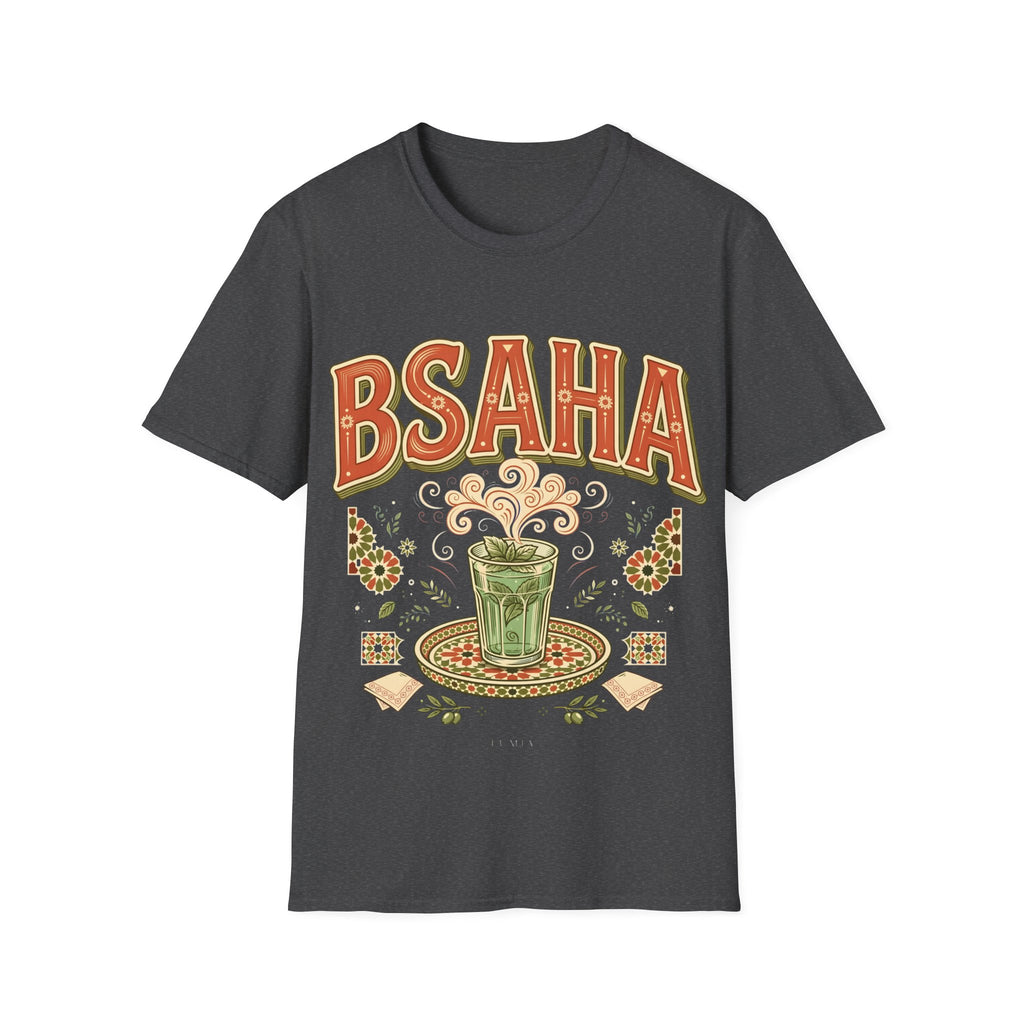 T-Shirt — 'BSAHA' Retro Floral Tee with Matcha Glass Graphic - LUMÏA