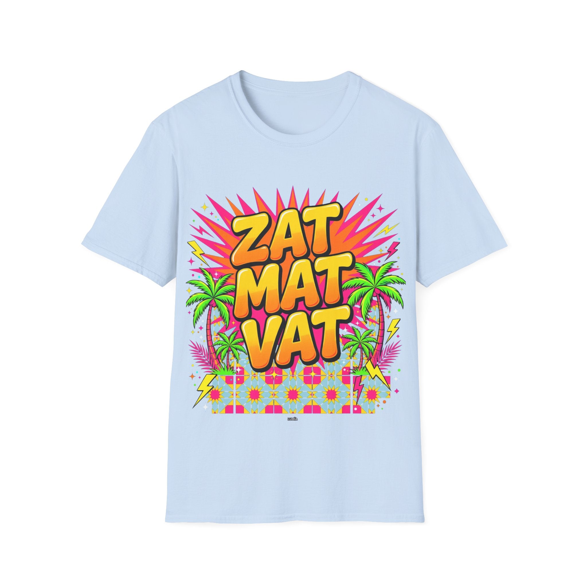 Zat Mat Vat Tropical Pop T-Shirt — Bright Hawaiian Graphic Tee - LUMÏA