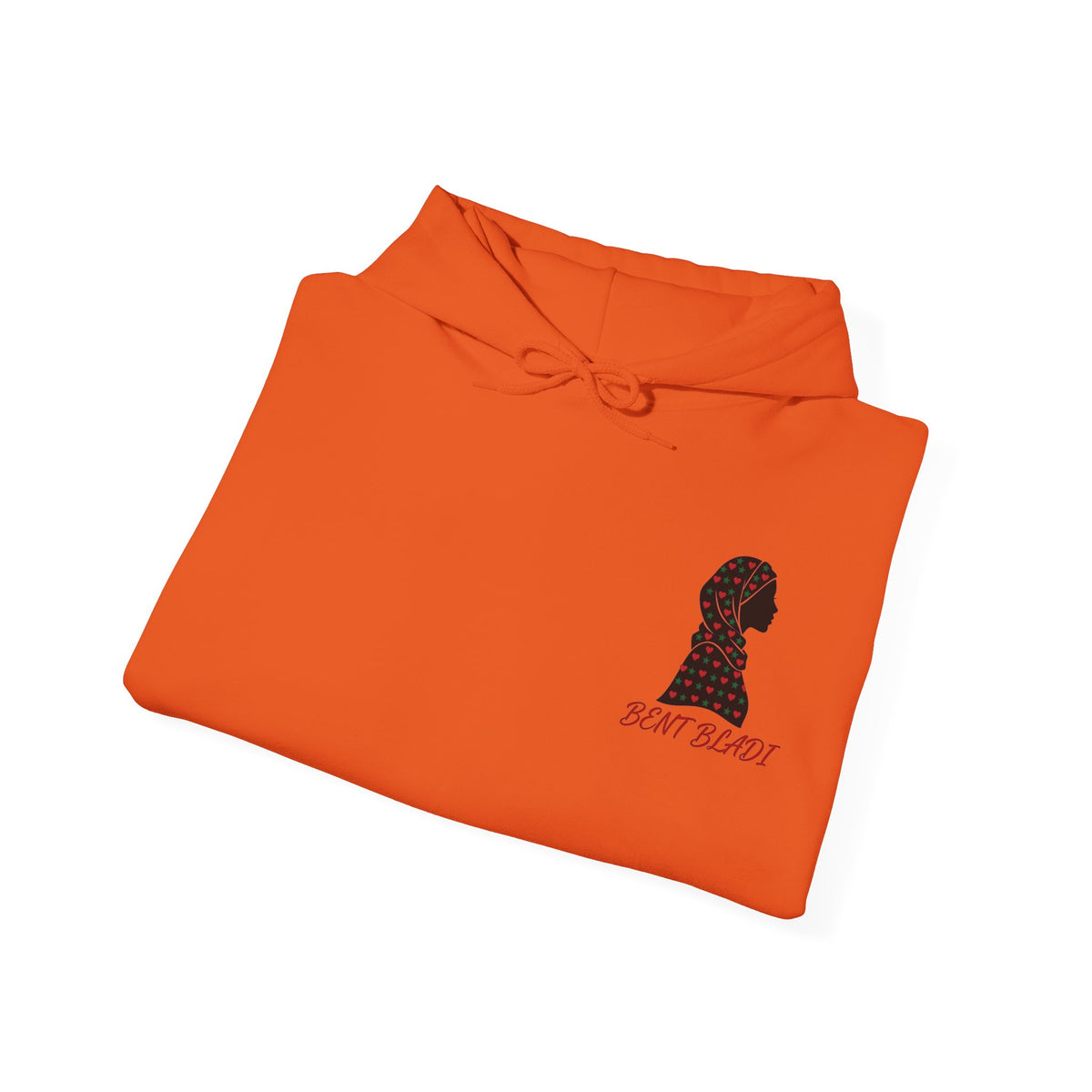 Sweat à capuche Bent Bladi – Silhouette féminine au foulard à cœurs - LUMÏA
