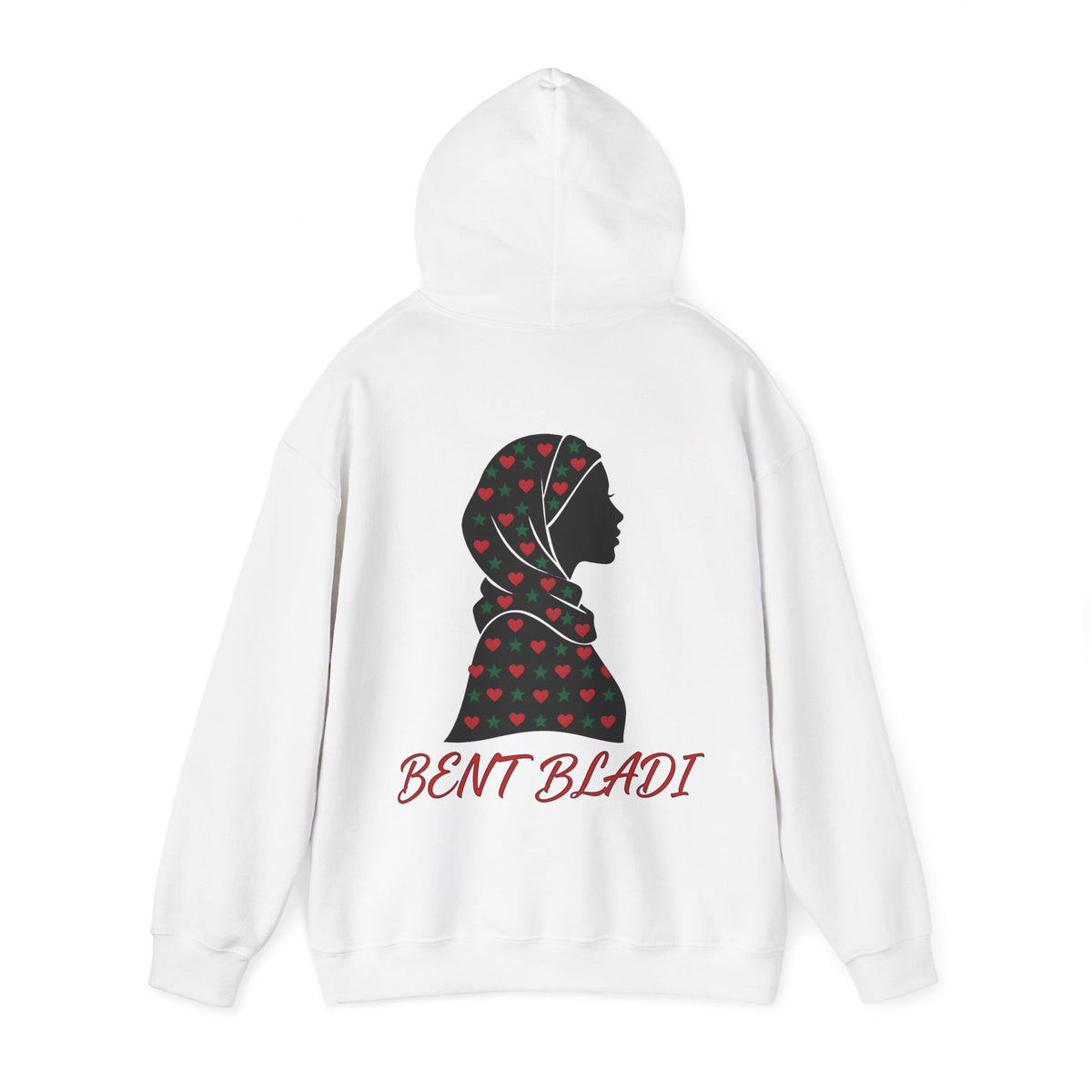 Sweat à capuche Bent Bladi – Silhouette féminine au foulard à cœurs - LUMÏA