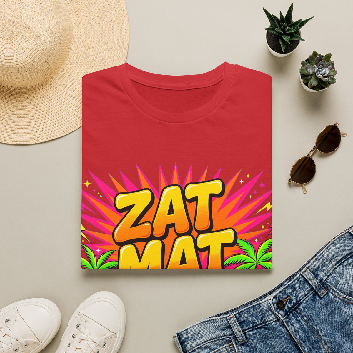 Zat Mat Vat Tropical Pop T-Shirt — Bright Hawaiian Graphic Tee - LUMÏA