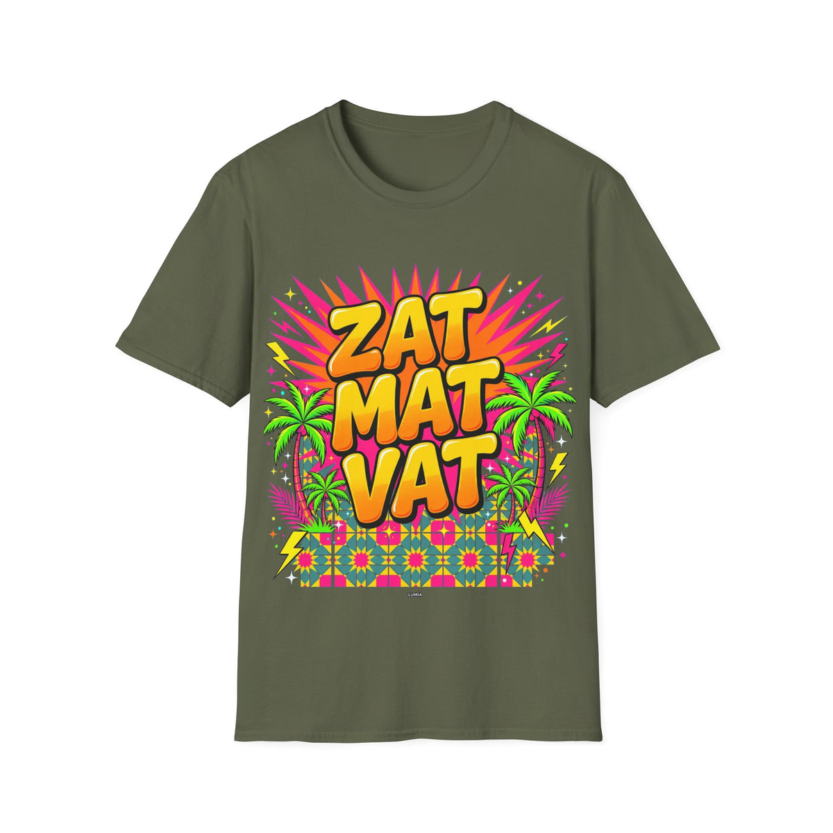 Zat Mat Vat Tropical Pop T-Shirt — Bright Hawaiian Graphic Tee - LUMÏA