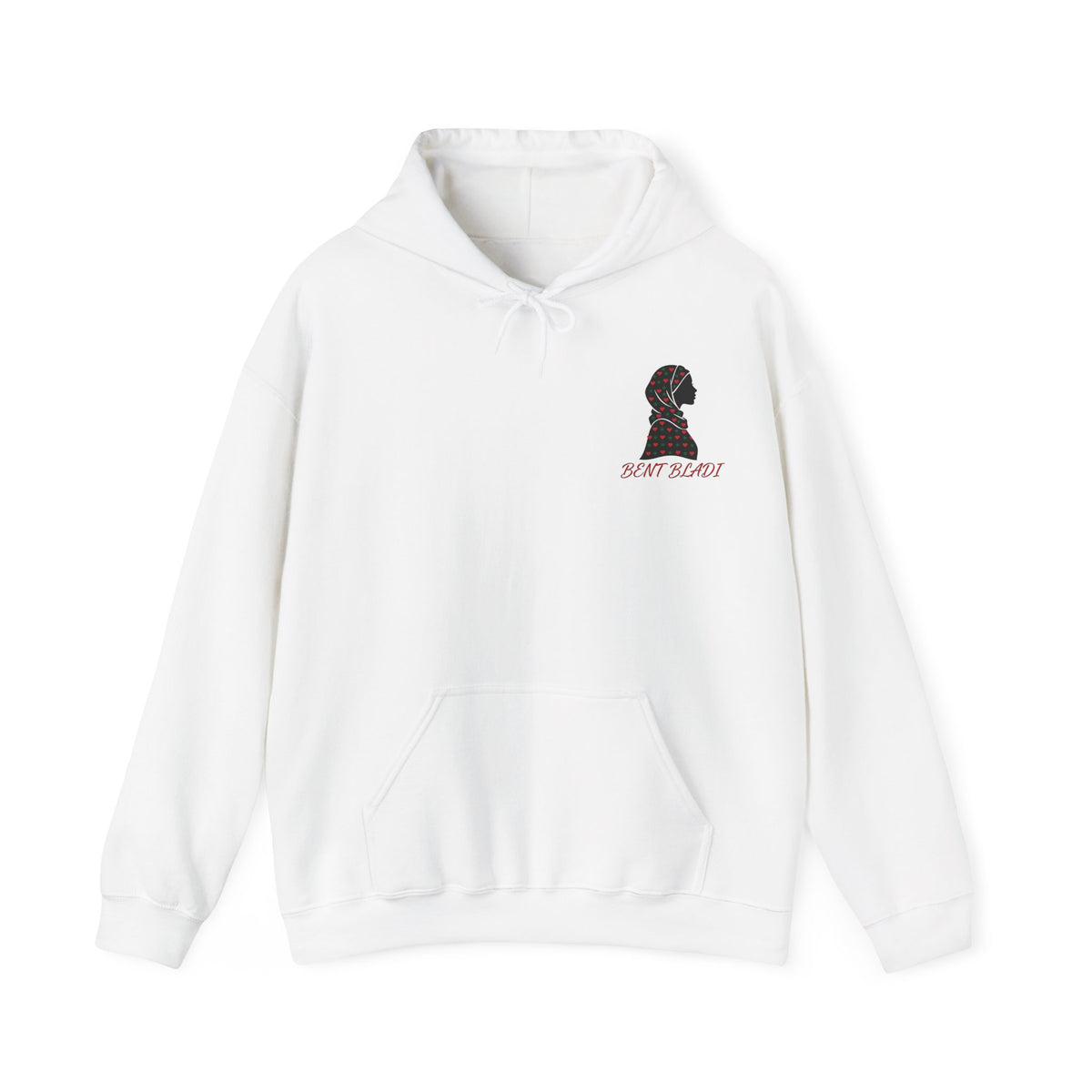 Sweat à capuche Bent Bladi – Silhouette féminine au foulard à cœurs - LUMÏA