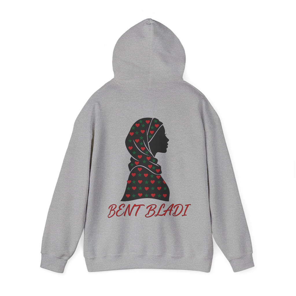 Sweat à capuche Bent Bladi – Silhouette féminine au foulard à cœurs - LUMÏA