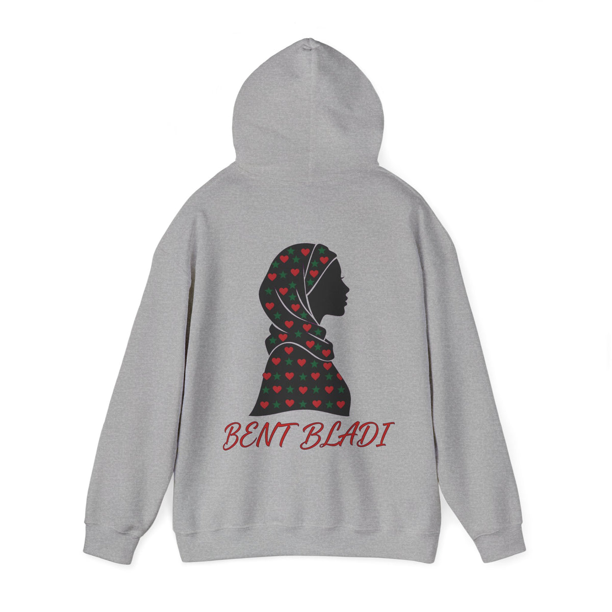 Sweat à capuche Bent Bladi – Silhouette féminine au foulard à cœurs - LUMÏA