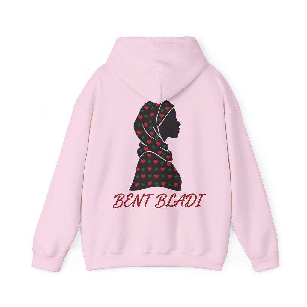 Sweat à capuche Bent Bladi – Silhouette féminine au foulard à cœurs - LUMÏA