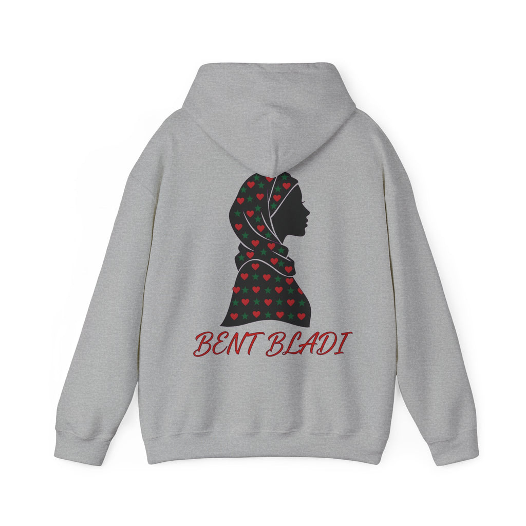 Sweat à capuche Bent Bladi – Silhouette féminine au foulard à cœurs - LUMÏA