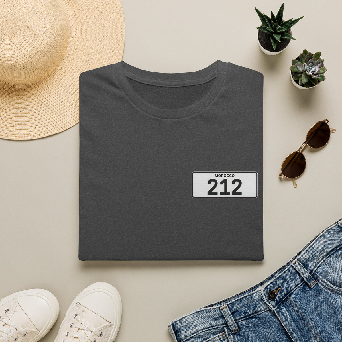 T-Shirt — Morocco 212 Minimal License Plate Design - LUMÏA