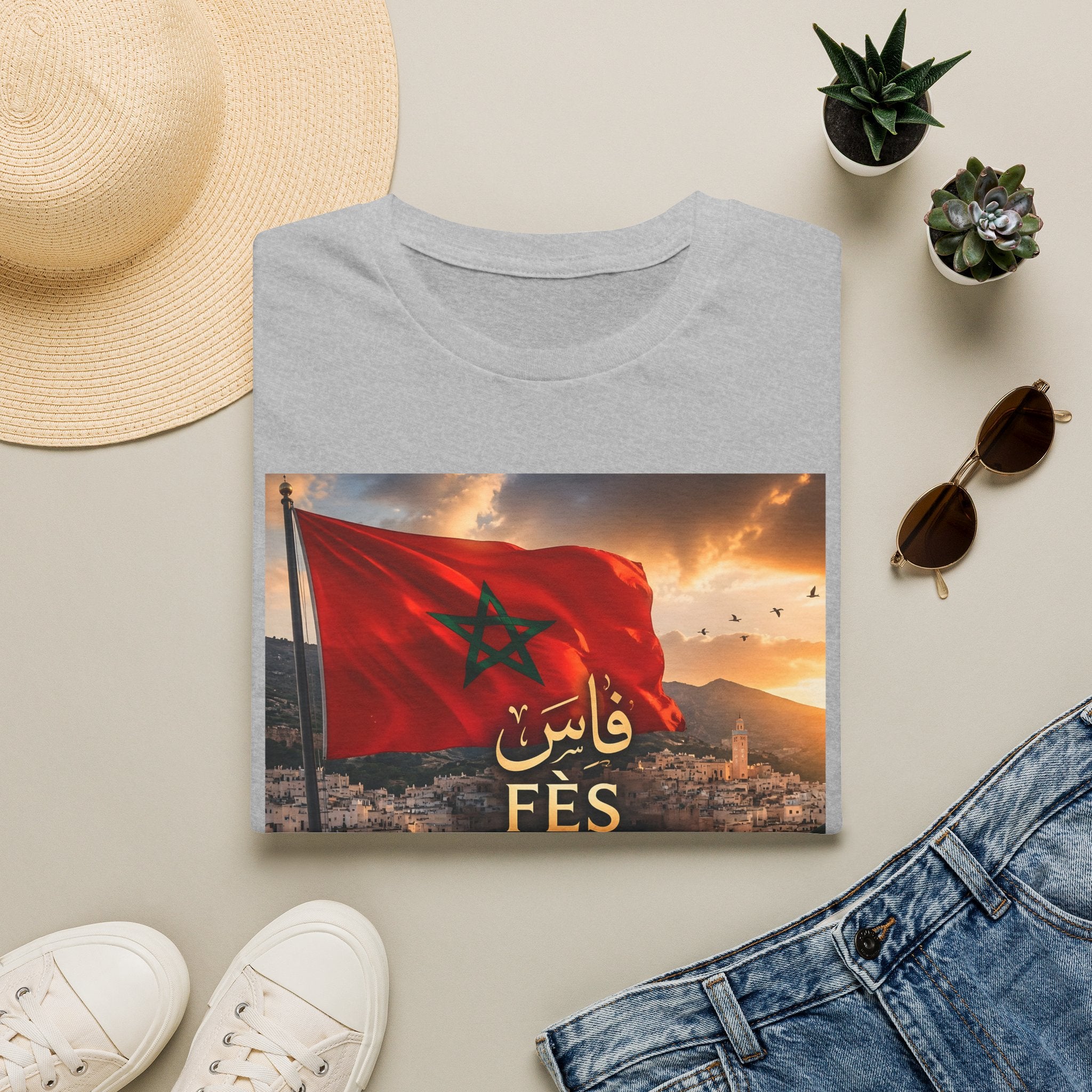 Fès Morocco Flag T-Shirt — Moroccan Fes Cityscape Tee - LUMÏA
