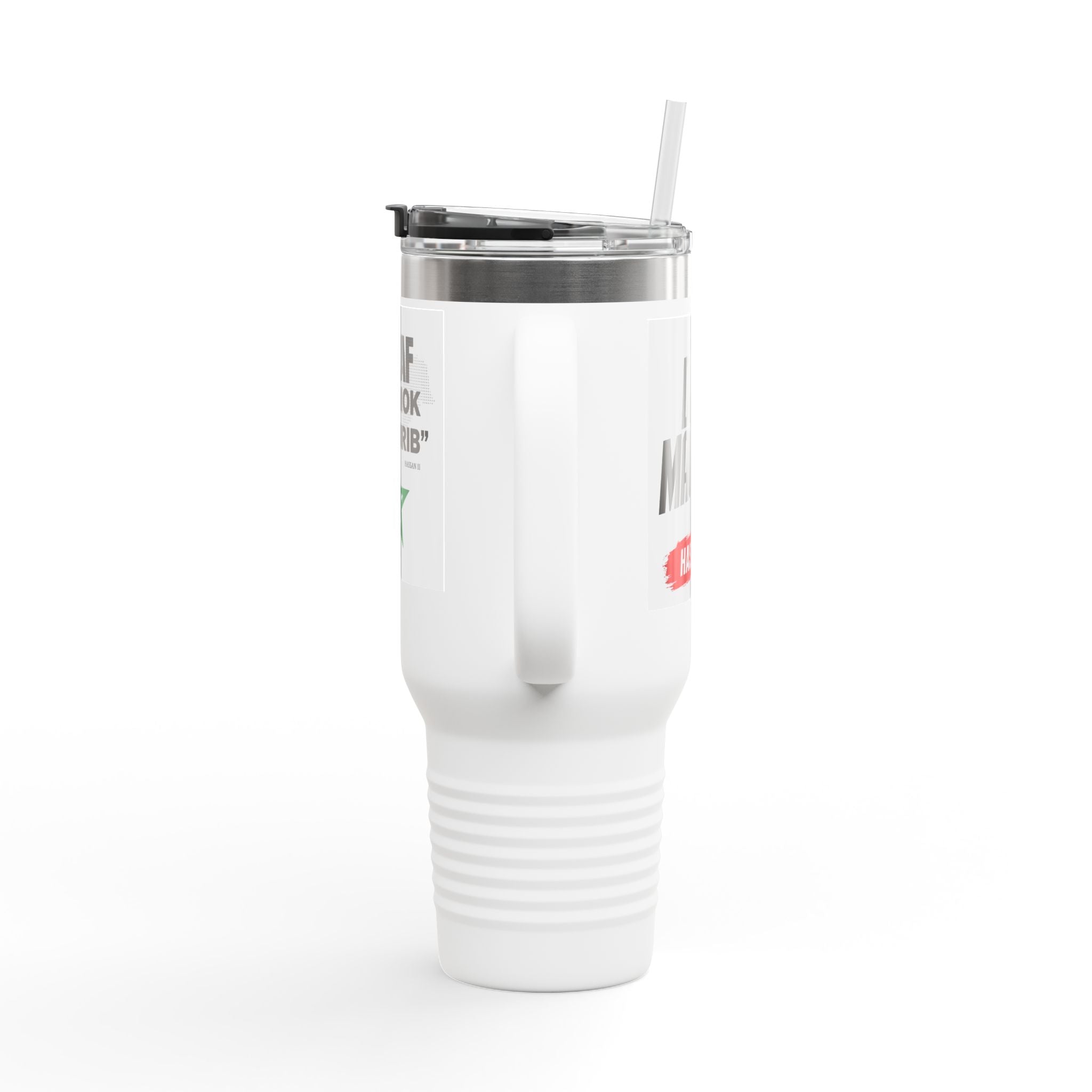 40oz Insulated Travel Mug — "Bzzaf 3la Mok L'Mghrib" Moroccan Pride Tumbler