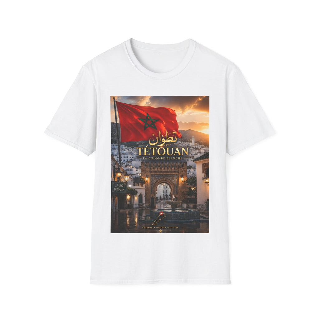 Tétouan Morocco Flag T-Shirt – Sunset Cityscape Tee with Arabic Script