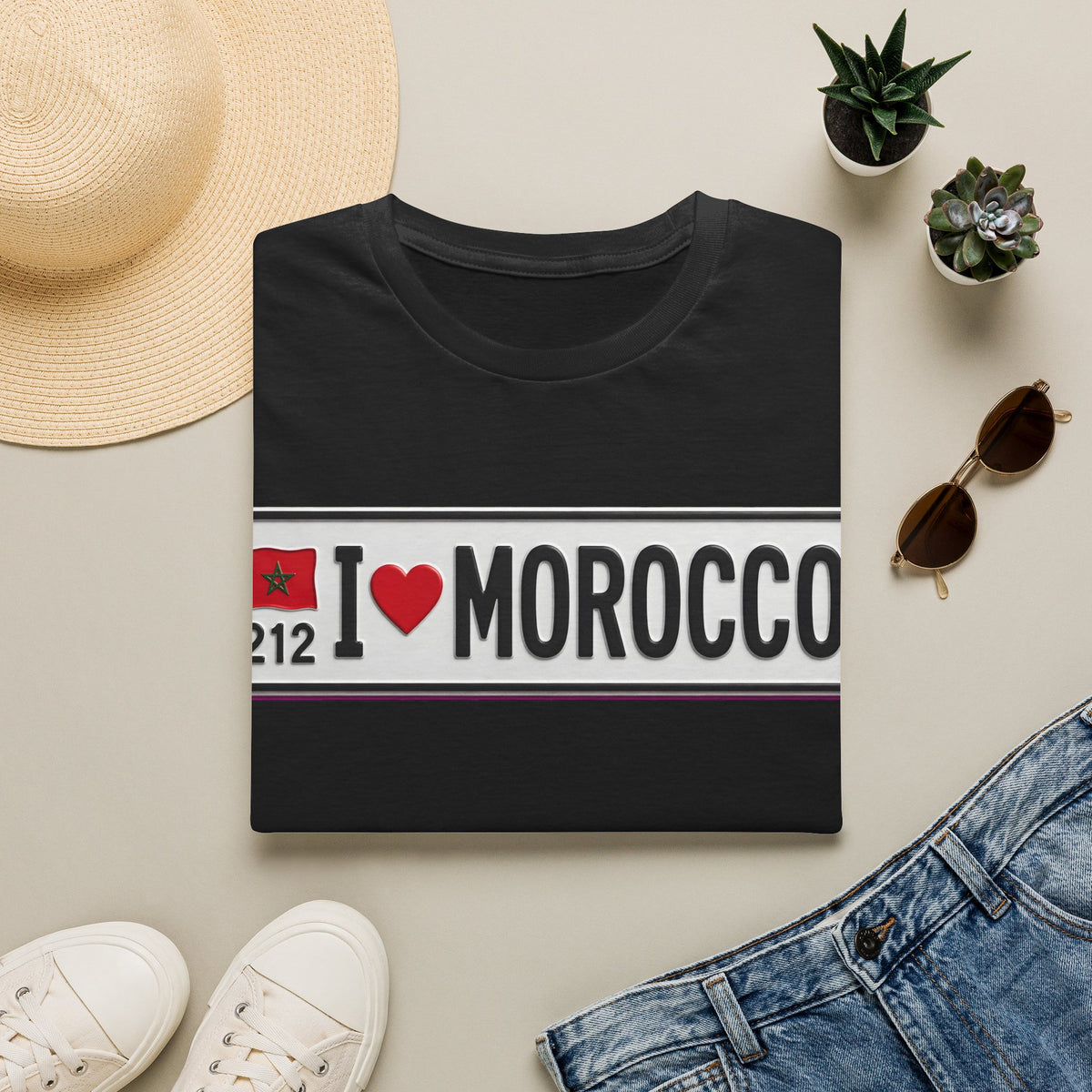 I Morocco T-Shirt — Passport Plate Travel Tee - LUMÏA