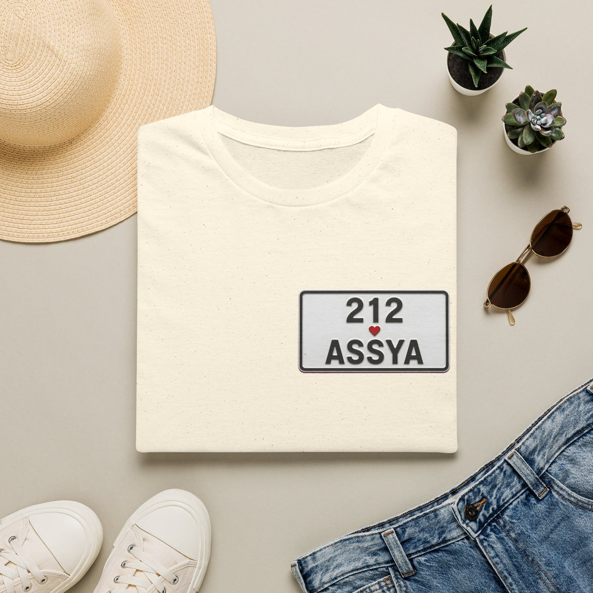 212 Assya Nameplate T‑Shirt — Personalized City Number Tee - LUMÏA