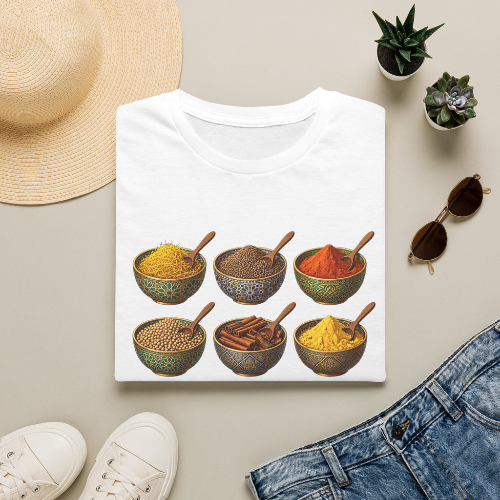 Spice Bowls T-Shirt — Vintage Culinary Herb & Spice Illustration Tee