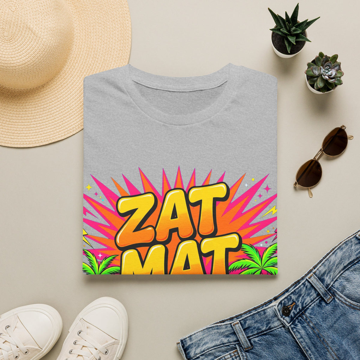 Zat Mat Vat Tropical Pop T-Shirt — Bright Hawaiian Graphic Tee - LUMÏA