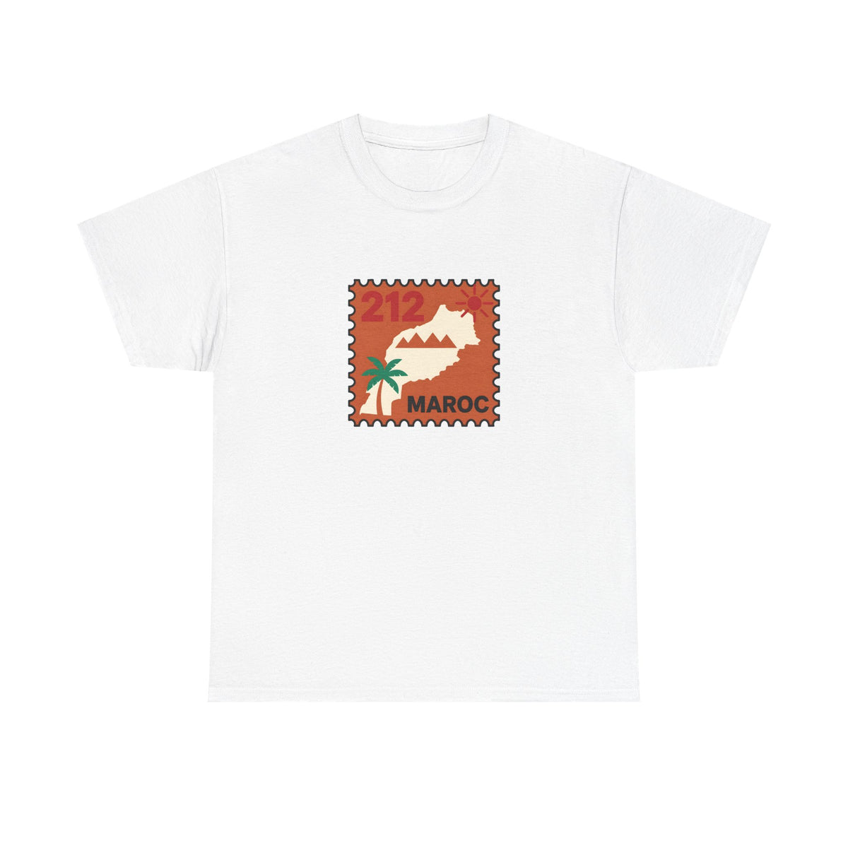 T-shirt Timbre Maroc 212 — Style voyage vintage - LUMÏA