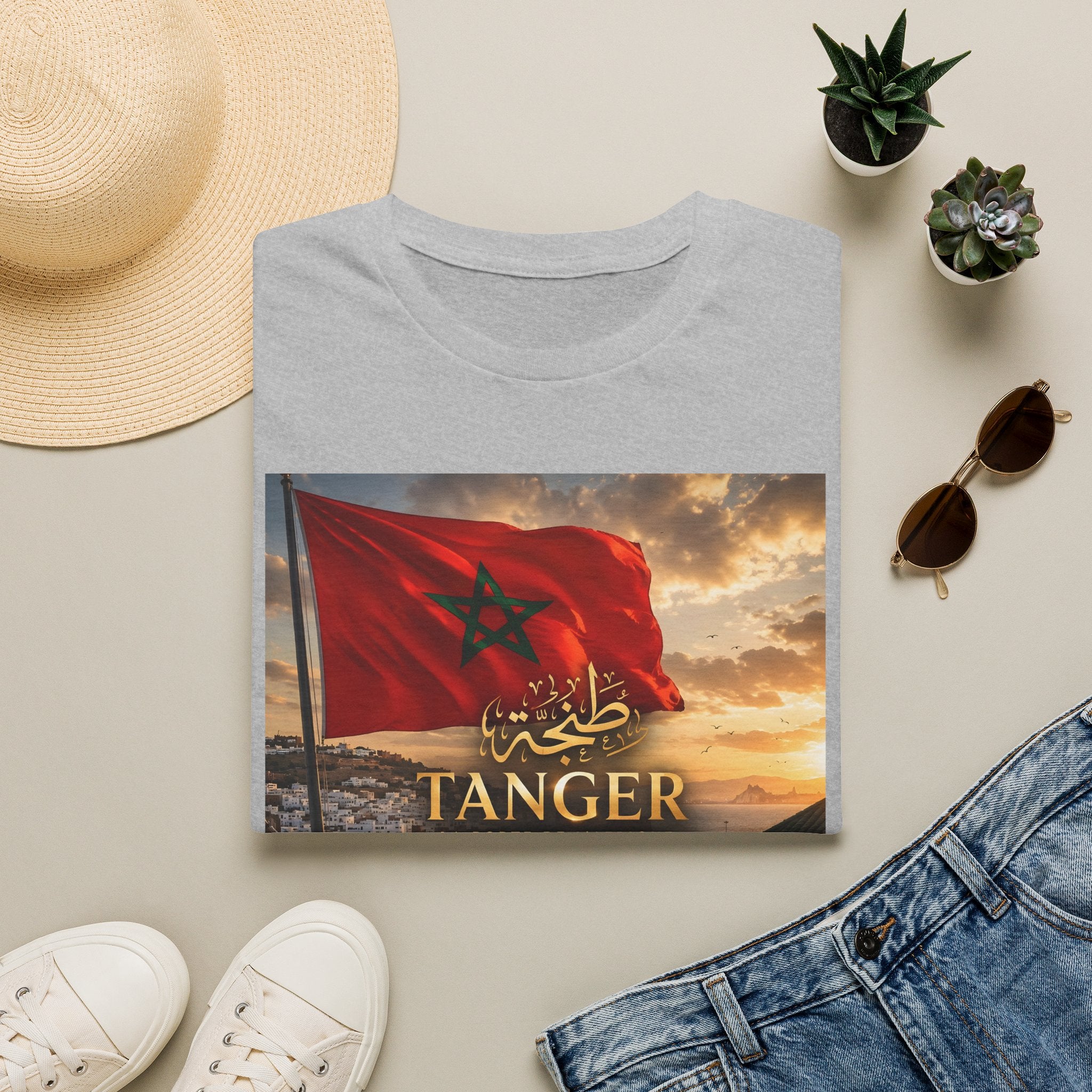 Tanger Flag T‑Shirt — Moroccan Sunset Graphic Tee - LUMÏA