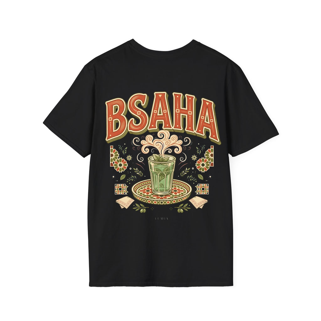 T-Shirt — 'BSAHA' Retro Floral Tee with Matcha Glass Graphic - LUMÏA