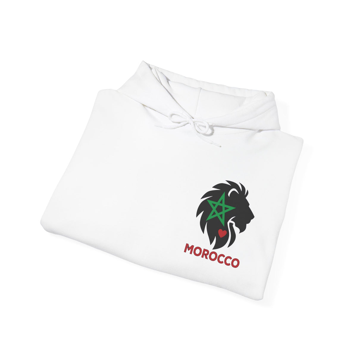 Sweat à capuche Lion du Maroc – Étoile verte et cœur rouge - LUMÏA