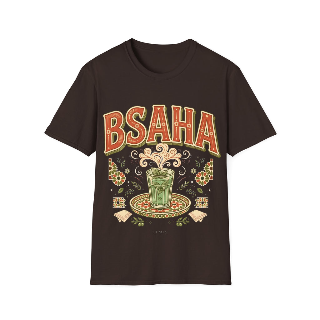 T-Shirt — 'BSAHA' Retro Floral Tee with Matcha Glass Graphic - LUMÏA