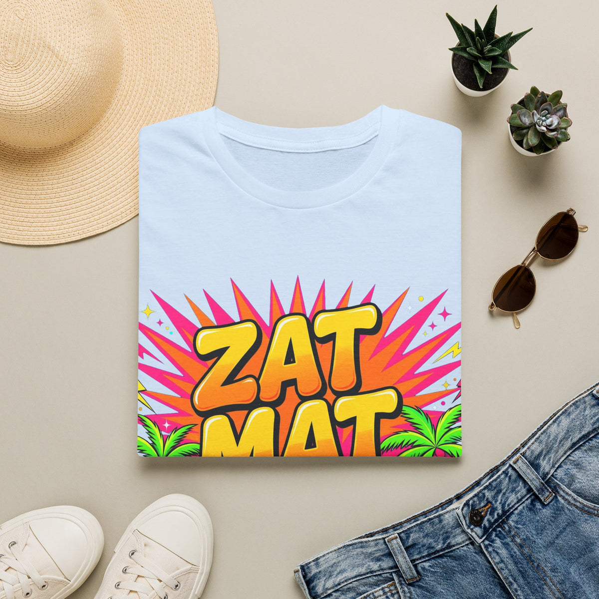 Zat Mat Vat Tropical Pop T-Shirt — Bright Hawaiian Graphic Tee - LUMÏA