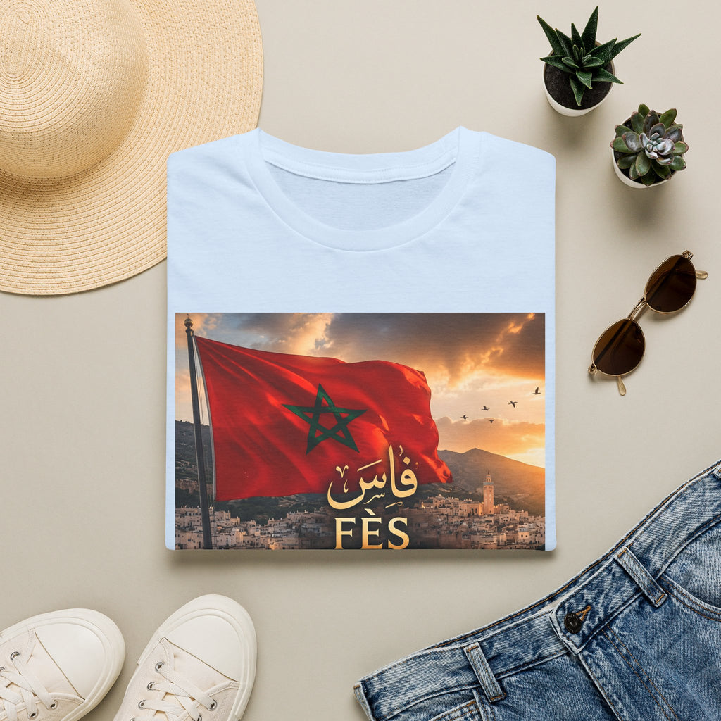 Fès Morocco Flag T-Shirt — Moroccan Fes Cityscape Tee