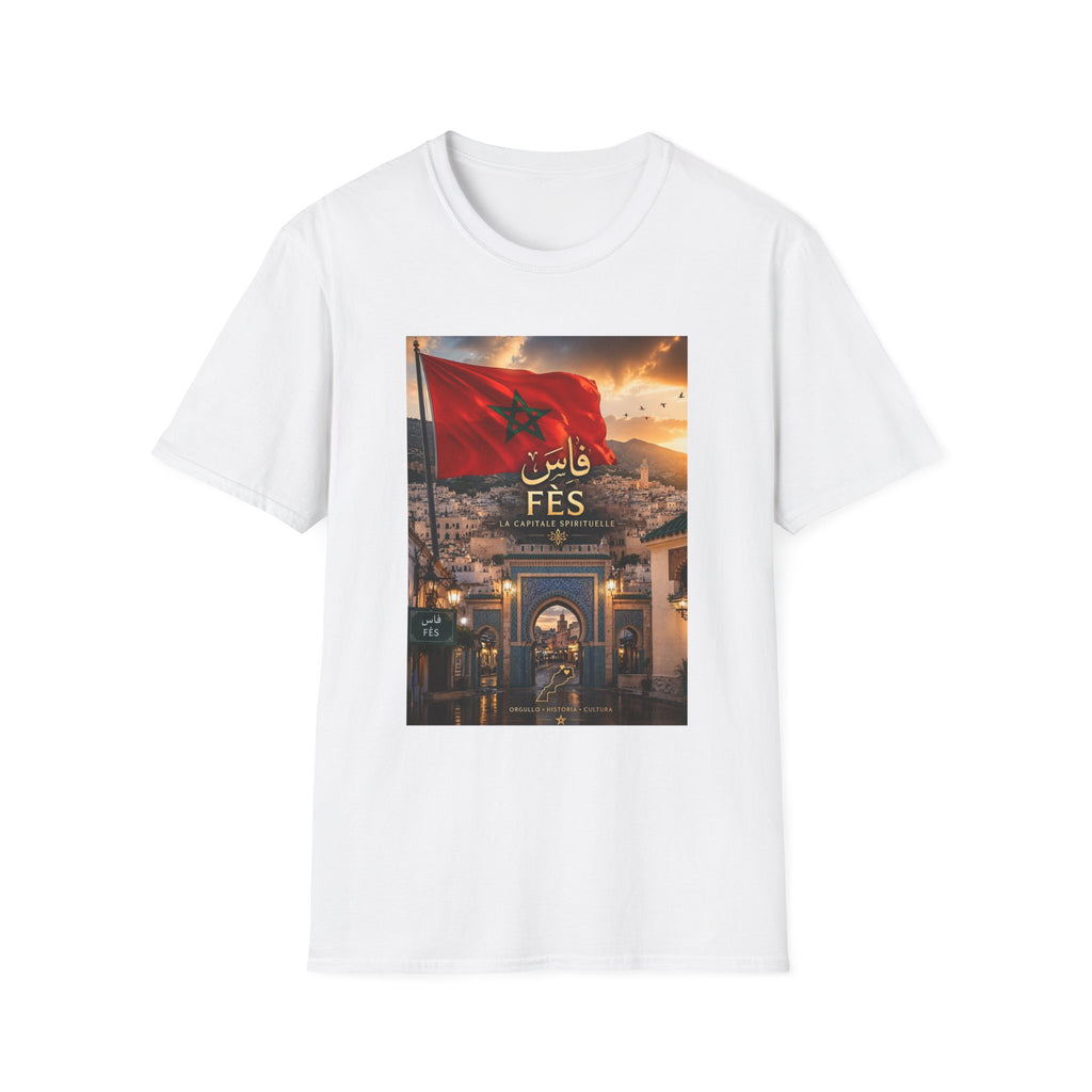 Fès Morocco Flag T‑Shirt — Vintage Fes Cityscape Tee