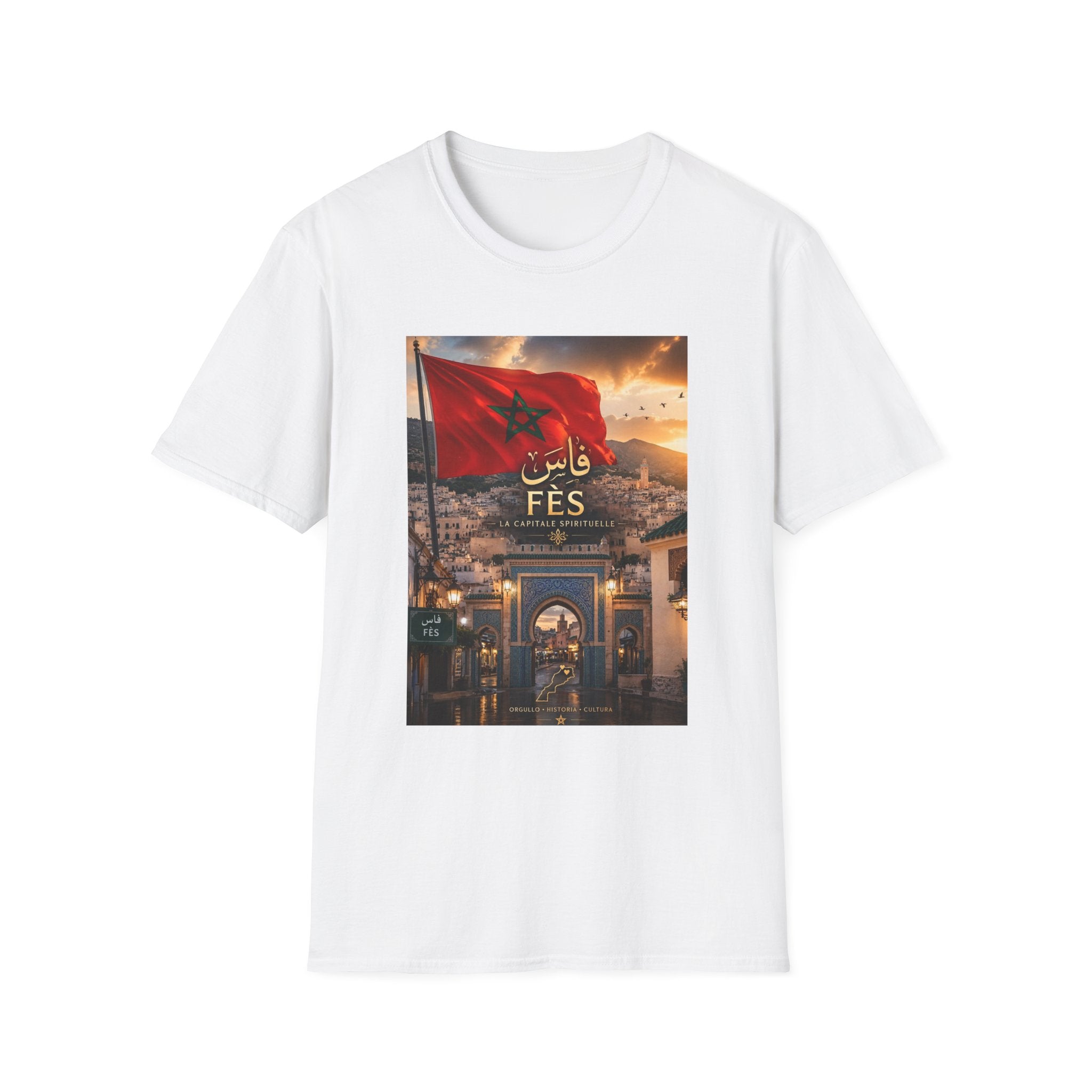 Fès Morocco Flag T‑Shirt — Vintage Fes Cityscape Tee
